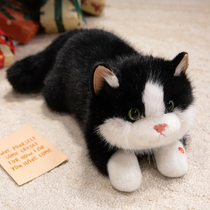 Realistic Cat Plush Toy – Soft Simulation Kitten Stuffed Animal Black 15.75" (40cm)