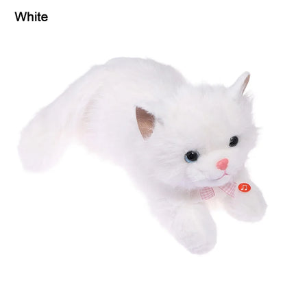 Kawaii Simulation Ragdoll Cat Plush Doll - Soft Lifelike Voiced Kitten Toy and Gift in 11 Colors, 40cm White-with Bib
