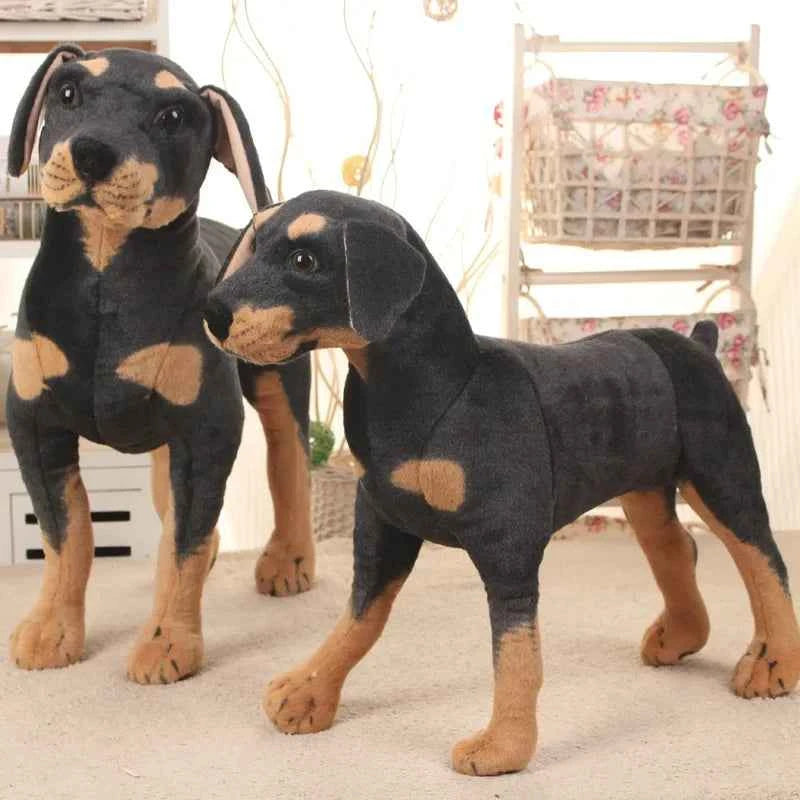 Realistic Black Dog Plush Toy – Standing Stuffed Animal Decor