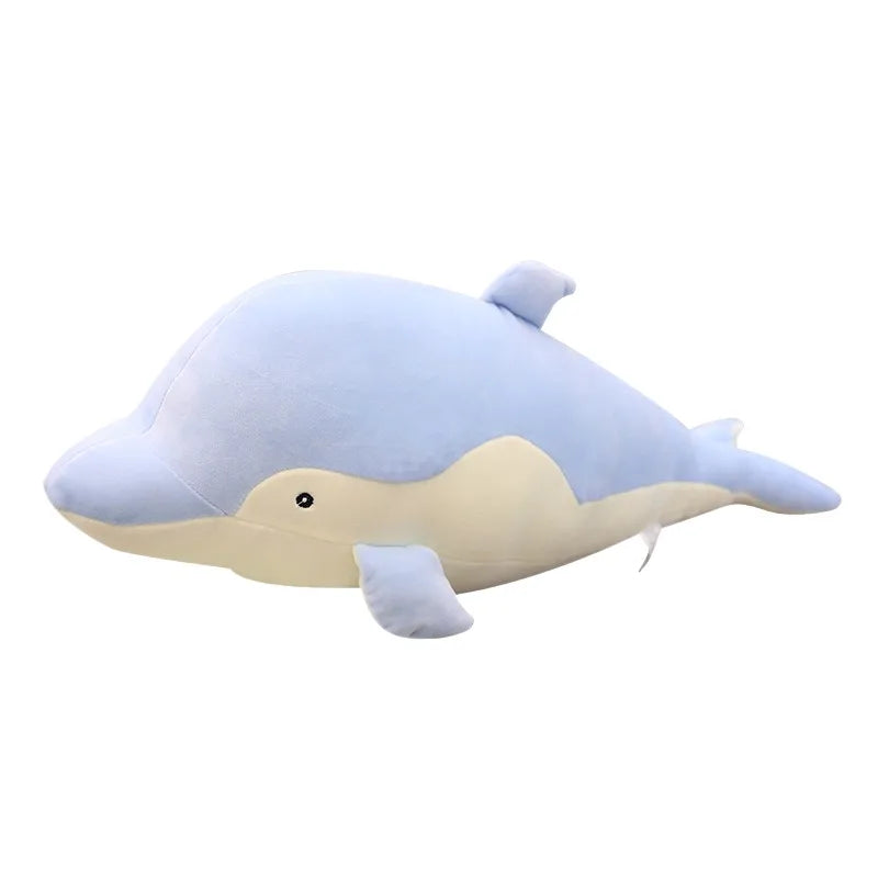 Kawaii Dolphin Plush Doll - Soft Stuffed Ocean Friend Cuddle Toy and Gift, 2 Colors and 3 Sizes