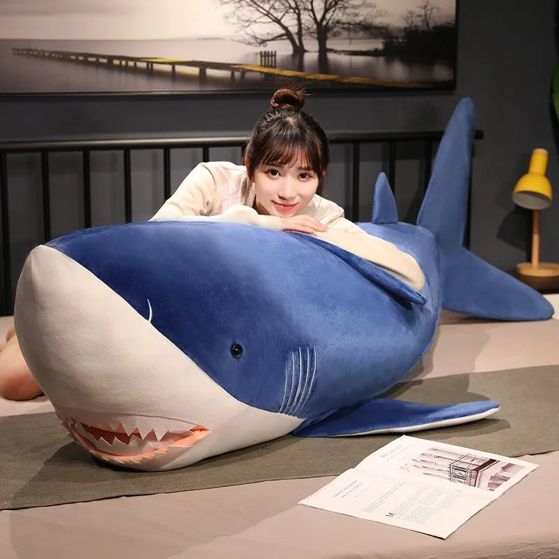 Giant Shark Plush Pillow – Long Sea Animal Stuffed Cushion
