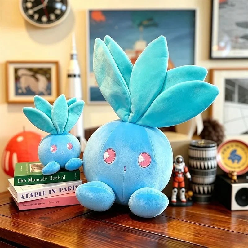 Kawaii Blue Grass Monster Plush Pillow - Soft Stuffed Fantasy Creature Cushion and Home Decor Gift, 3 Sizes