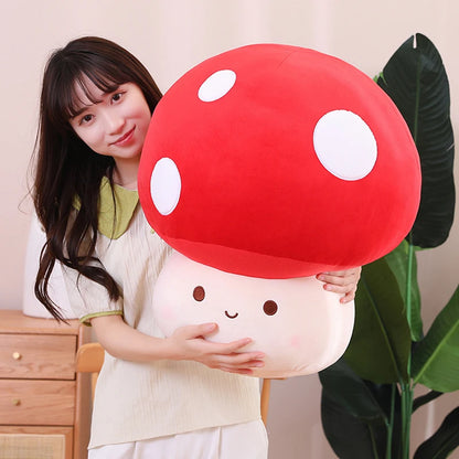 Kawaii Mushroom Plush Pillow – Cute Stuffed Plant Cushion