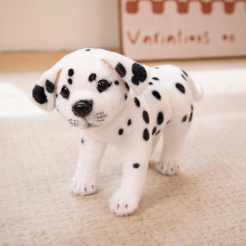 Realistic Dalmatian Plush Toy – Cute Spotted Dog Stuffed Animal Puppy Doll White B