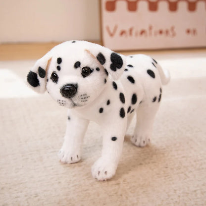 Realistic Dalmatian Plush Toy – Cute Spotted Dog Stuffed Animal Puppy Doll White B