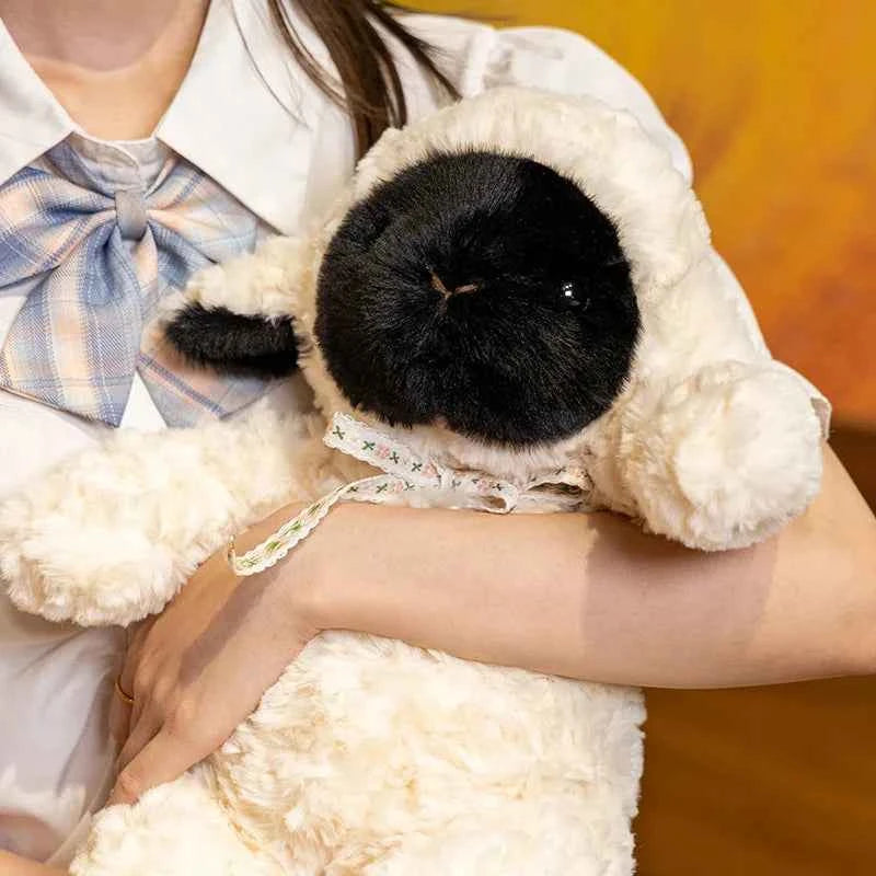 Adorable Fluffy Sheep Plush With Black Face Kawaii Style Stuffed Animal Toy Perfect Soothing Buddy And Gift For Children
