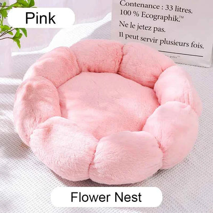 Donut Pet Bed – Calming Round Dog & Cat Bed Soft Plush Cuddler Nest Style 2 Pink