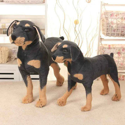 Realistic Black Dog Plush Toy – Standing Stuffed Animal Decor