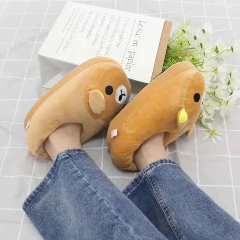 Luxury Winter Cute Bear Cotton Slippers - Couple Home Indoor Warm Flat Slides