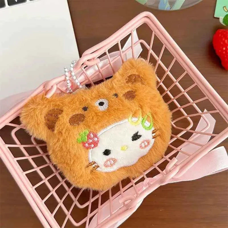 Creative Kawaii Anime Sanrio Hello Kitty Plush Keychain Cute Backpack Pendant Decoration Accessories Soft Stuffed Doll Toy Gifts