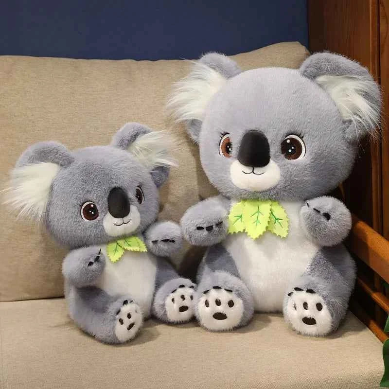 Big Cute Sitting Gray Koala With Leaves Plush Toys Simulation Australia Koala Stuffed Animal Soft Toys For Children Xmas Gifts