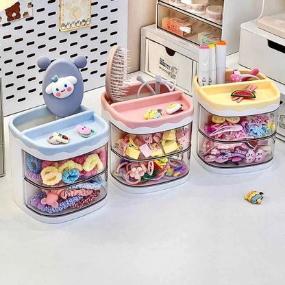 2 Layers Cute Children's Hair Accessories Storage Box Hair