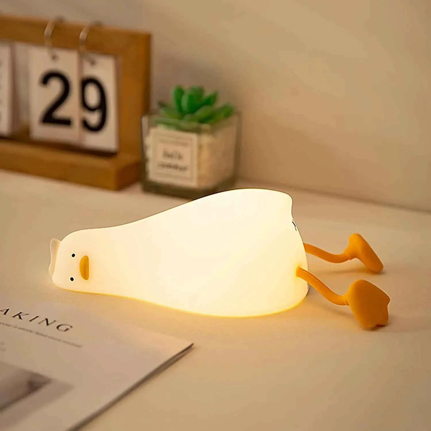 Kawaii Animal LED Night Light (3.9 in) - Dimmable Silicone Table Lamp Rechargeable