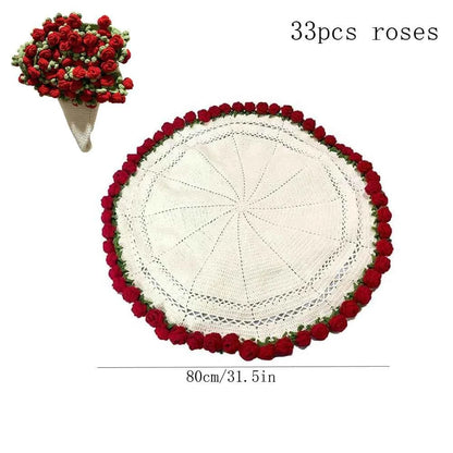 1pcs Finished Flower Bouquet Blanket Soft Lightweight Throw Diameter 80cm
