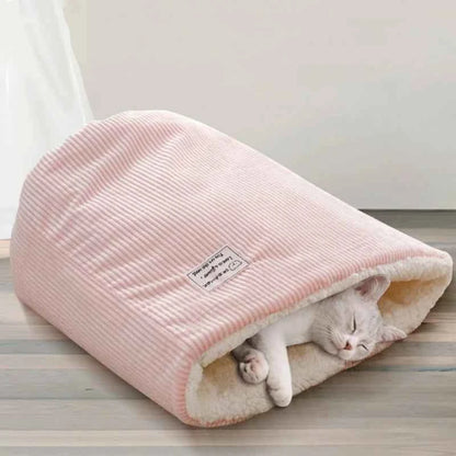 Soft Velvet Fabric Cat/Dog Bed (Up to 18.1 in) - Winter Warm Sleeping Bag Pet House