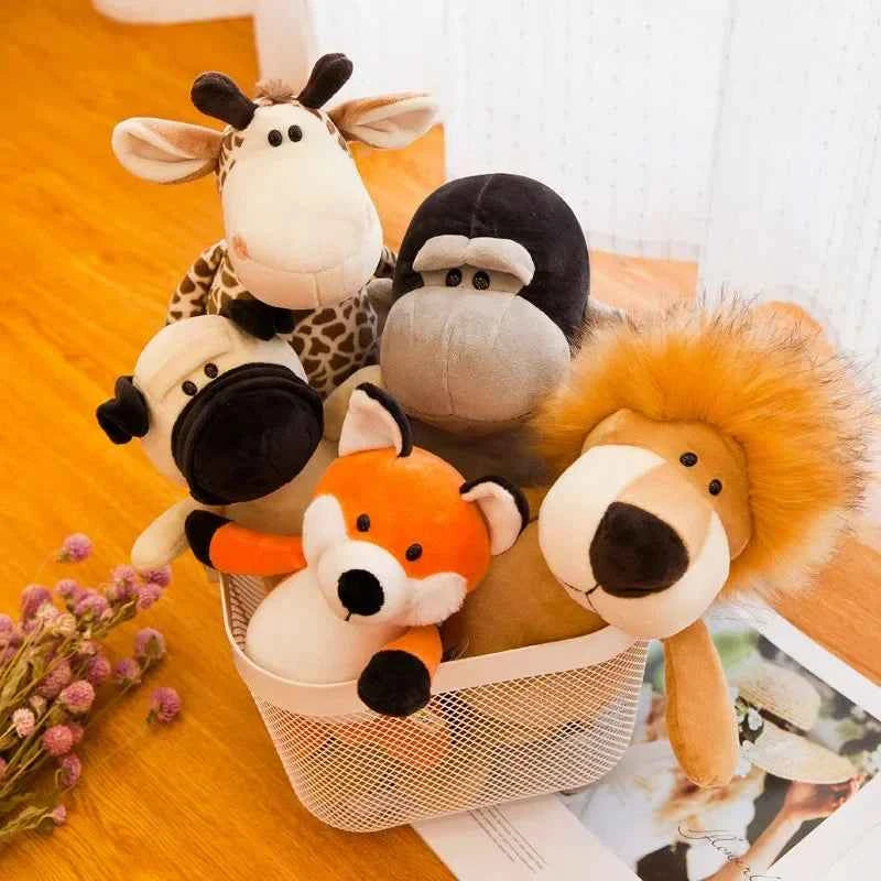 25cm Stuffed Lifelike Lion Tiger Elephant Monkey Leopard Giraffe Raccoon Doll Simulation Forest Animals Plush Toys for Kids Gift