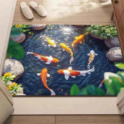 3D Optical Illusion Cat Round Hole Door Mat Daily Home Room 3
