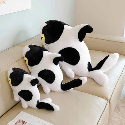 Kawaii Cow Shark Plush Toy – Fluffy Black & White Marine Animal Sleeping Bolster (50–100cm)