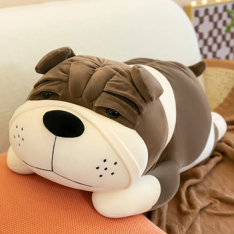 Kawaii Shar Pei Dog Plush Pillow - Super Soft Stuffed Sleep Pillow and Cuddle Toy Gift, 2 Colors and 3 Sizes Brown