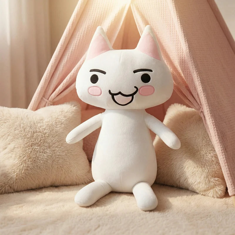 Oversized White Cat Plush Stuffed Animal – Giant Soft Kitten Hug Pillow Toy