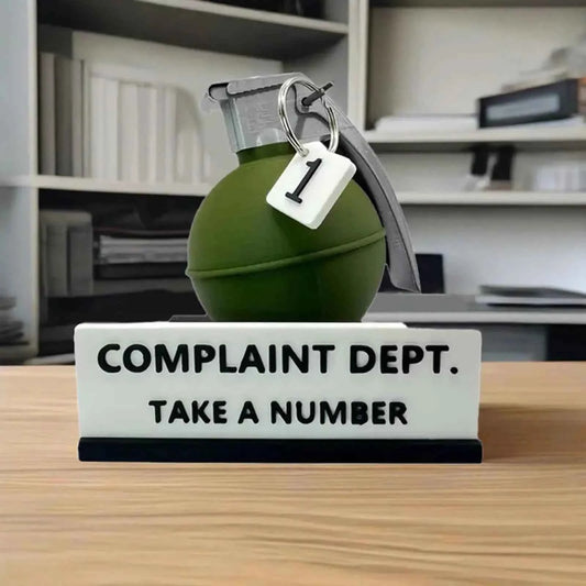 Complaint Department Desk Sign 3D Printed Prank