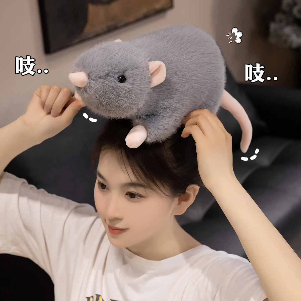 Kawaii Simulation Mouse Plush Doll - Soft Lifelike Stuffed Rat Toy and Birthday Gift, 3 Colors and 4 Sizes