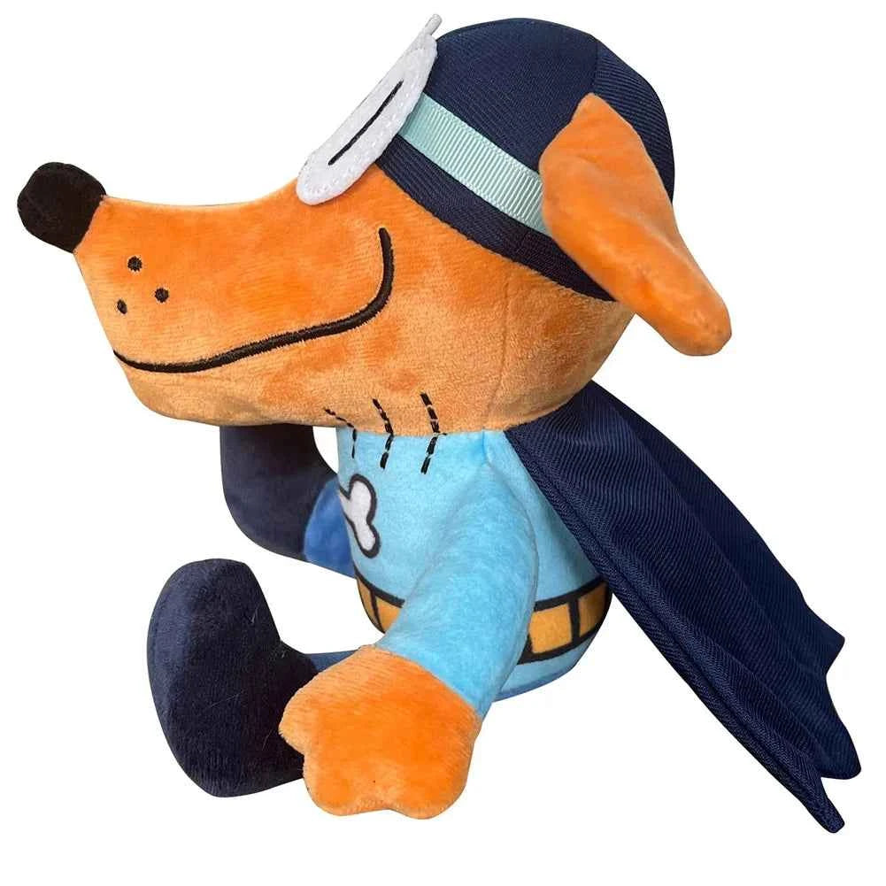 Dog Man Detective Dog Plush Toy - Fluffy PP Cotton Cartoon Baby Toy (8-10 Inches)