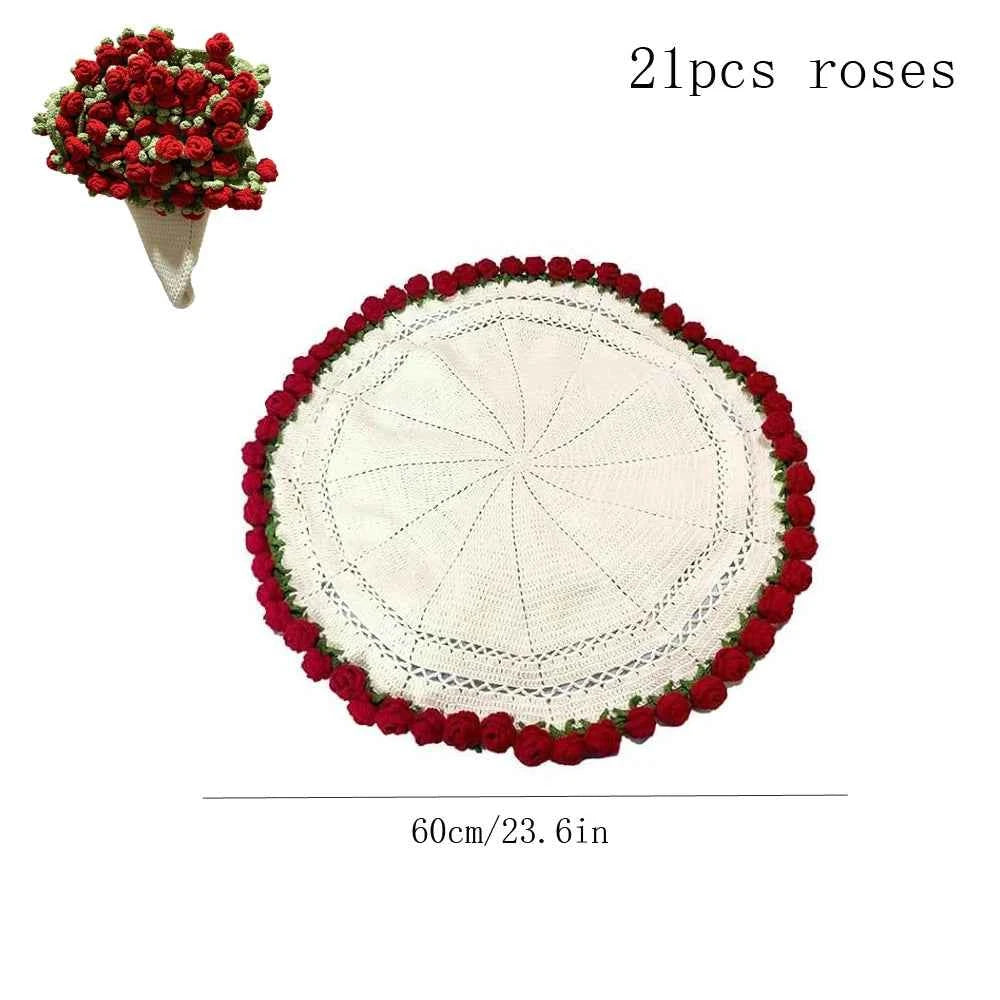 1pcs Finished Flower Bouquet Blanket Soft Lightweight Throw Diameter 60cm