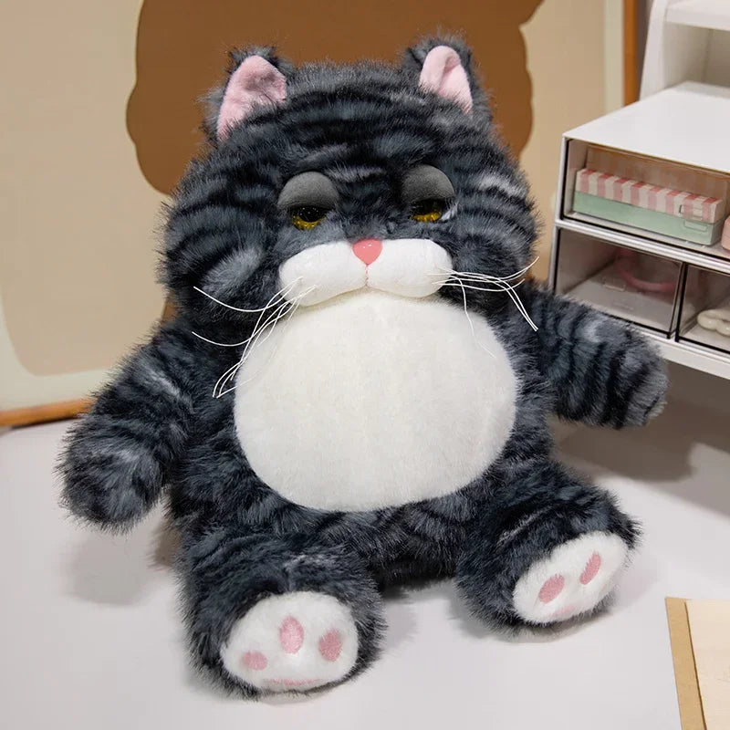 Kawaii Weighted Sitting Cat Plush – 25 cm Black gray 25 cm (9.8 in)