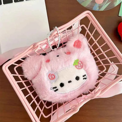 Creative Kawaii Anime Sanrio Hello Kitty Plush Keychain Cute Backpack Pendant Decoration Accessories Soft Stuffed Doll Toy Gifts