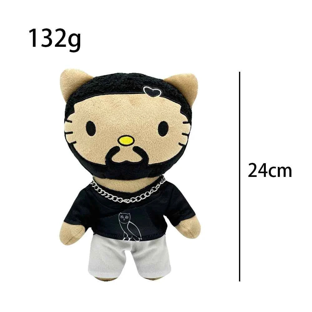 New 24cm Hello Kitty Drake Plush Doll with Black Casual Suit Plush Doll Figure Stuffed Toys Cute Boys Girls Birthday Gift