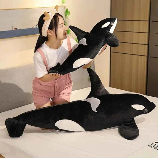 Realistic Orca Whale Plush Toy – Lifelike Killer Whale Stuffed Animal Pillow