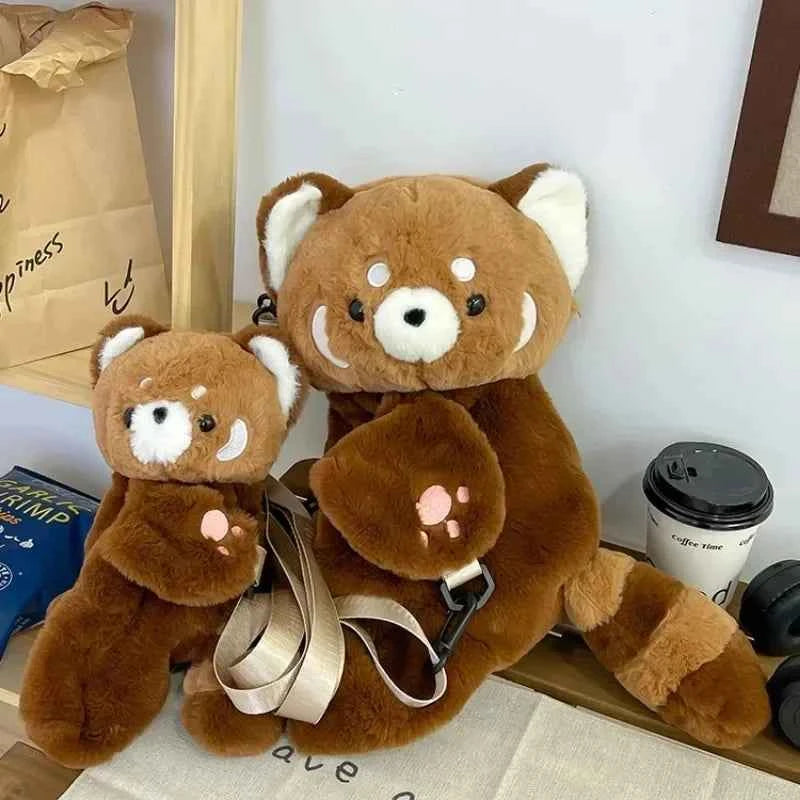 Cute Red Panda Plush Backpack/Doll (Up to 15.7 in) - Soft Fur Crossbody Shoulder Bag