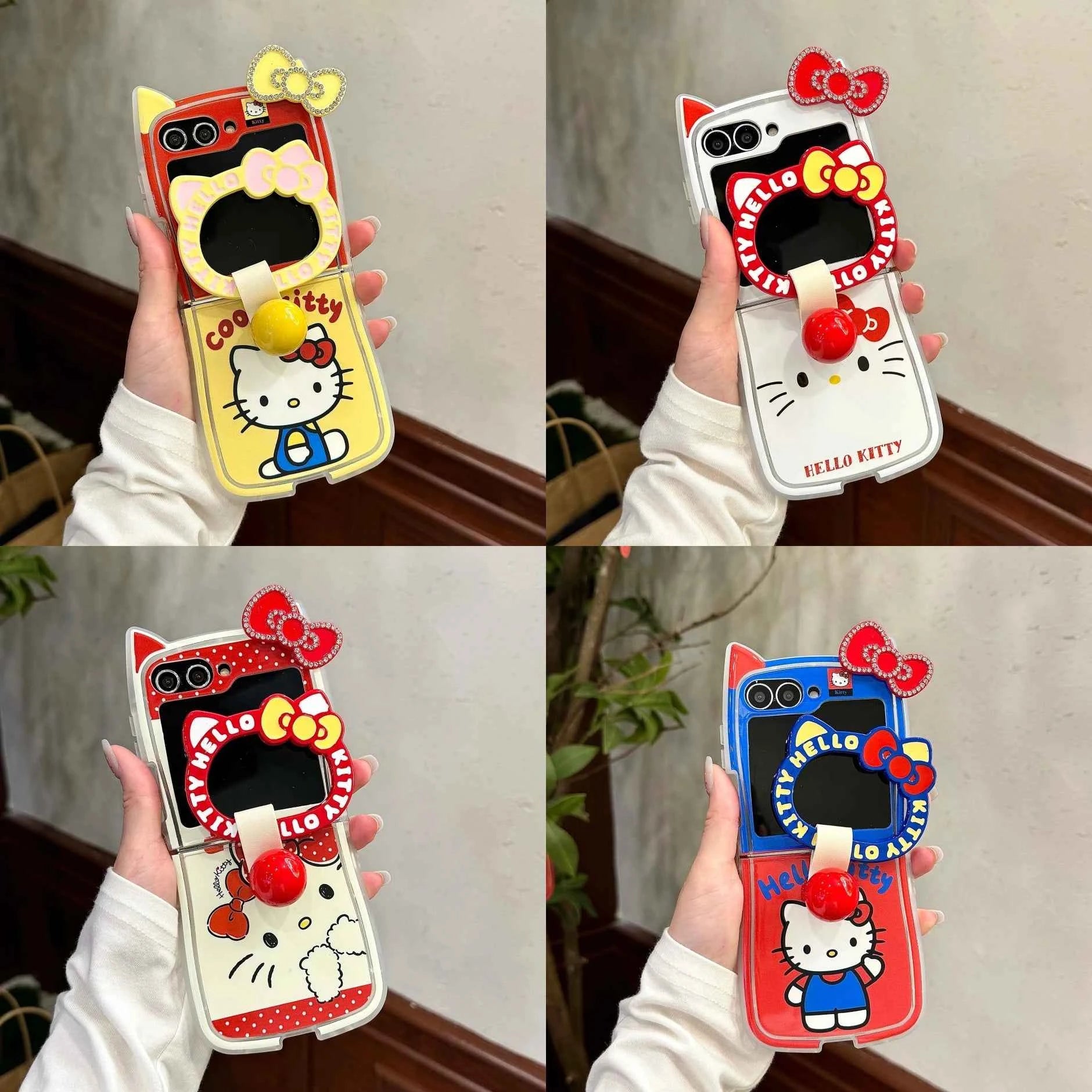 Sanrio Hello Kitty Diamond Studded Z Flip Case - Bow Design with Lanyard (Z Flip3 to Z Flip7)