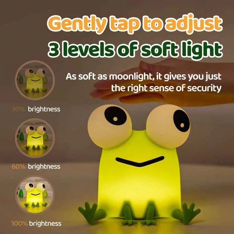 Kawaii Animal Silicone Night Light - Rechargable Fox/Duck/Frog Touch Sensor Lamp