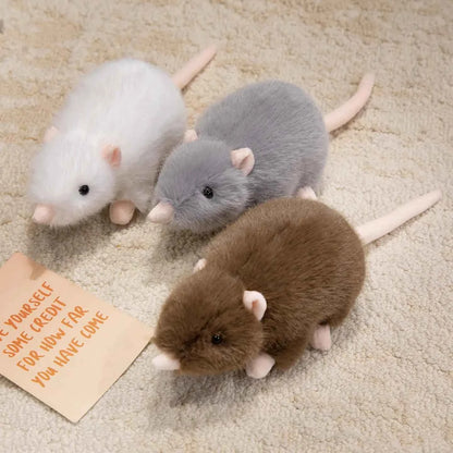 Kawaii Simulation Mouse Plush Doll - Soft Lifelike Stuffed Rat Toy and Birthday Gift, 3 Colors and 4 Sizes