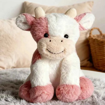 Kawaii Sitting Cow Plush Doll - Soft Stuffed Animal Sleep Companion and Gift, 4 Colors