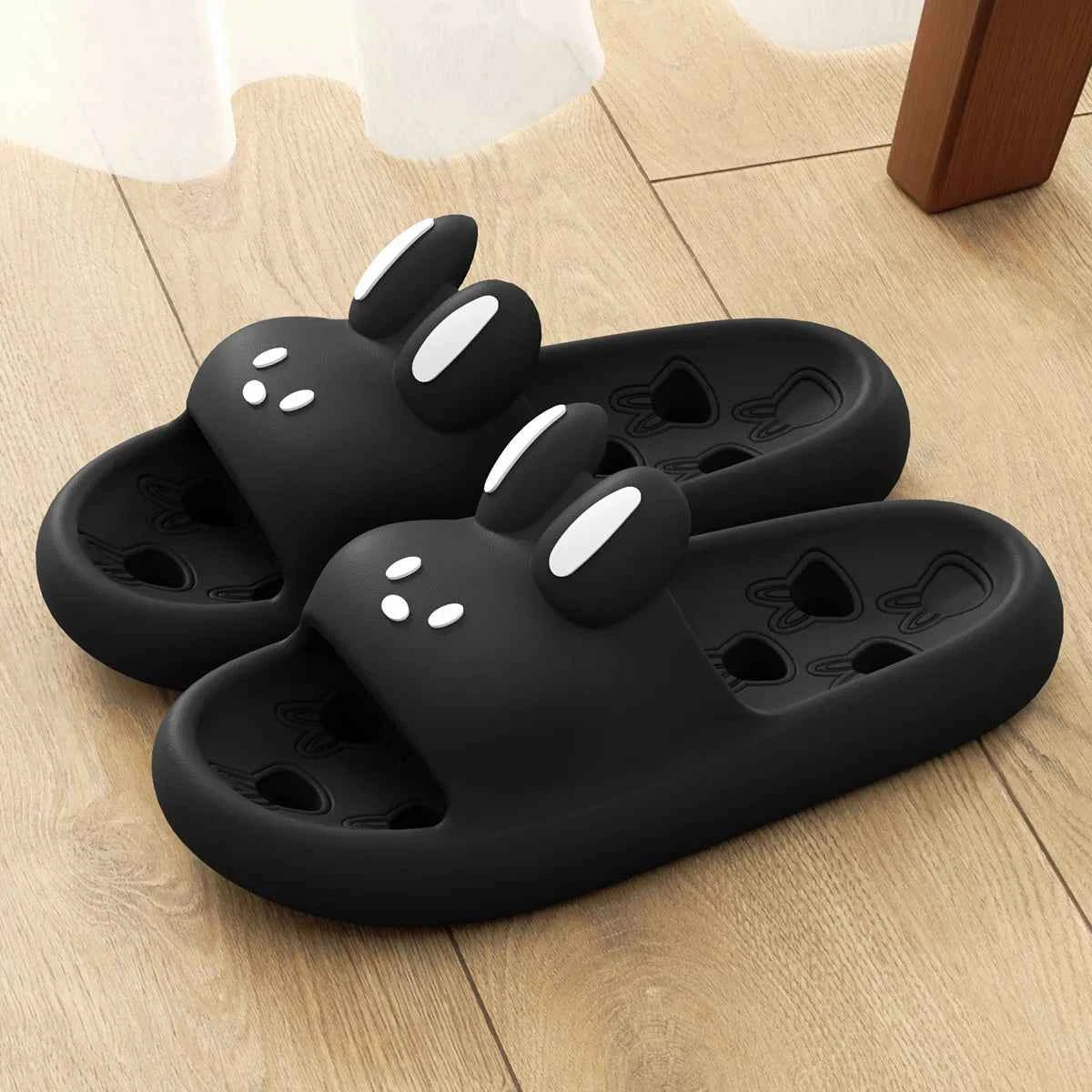 House Slipper Women Rabbit Cute Cloud Sandals Summer Flip Black