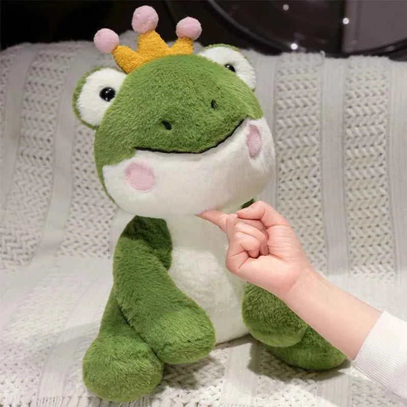 Funny Cute Green Frog Prince Plush Toy Soft