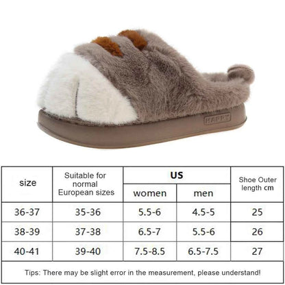 3D Cat Paw Plush Slippers Warm Slip-on House Shoes Furry