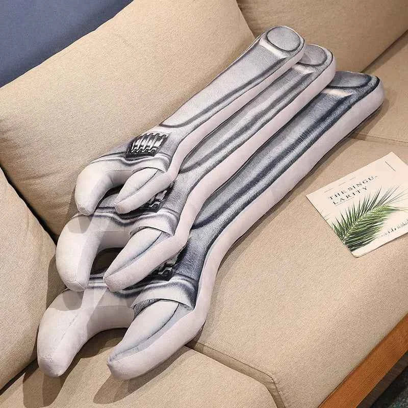 Giant Wrench Plush Pillow - Funny Oversized Tool Stuffed Cushion Home Sofa Decor and Gag Gift, 70cm