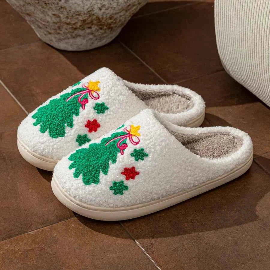 Christmas Tree Couple Slippers - Women's/Men's Soft Warm Indoor Holiday Shoes