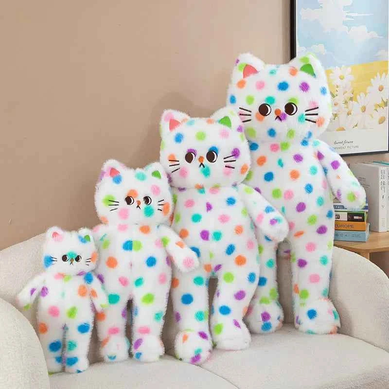 Kawaii Wave Point Cat Plush Toy – Cute Sleeping Cat Pillow Stuffed Animal