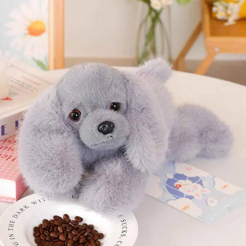 30cm Kawaii Black Puppy Plush Toy Cute Lying Dog Soft Stuffed Doll Pillow Lovely Birthday Gift for Ages