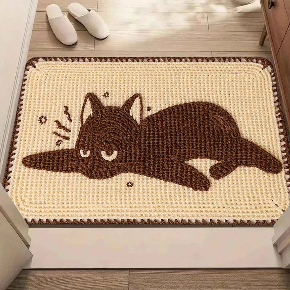 Cute Cartoon Cat Pattern Carpet Mat Rug Soft Non Slip Floor Mat for Living Room Bedroom Home Decoration Floor Mat Welcome Mat