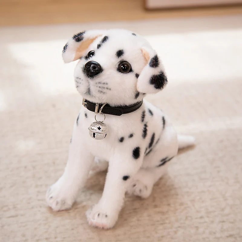 Realistic Dalmatian Plush Toy – Cute Spotted Dog Stuffed Animal Puppy Doll White D