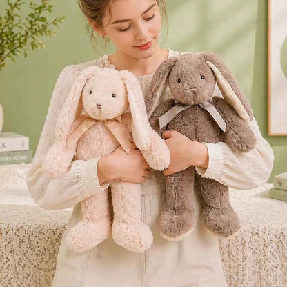 Bow Lop Ear Rabbit Plush Toys Soft Bunny Stuffed Animal Rabbit with Long Ear for Children Accompany Doll Birthday Gift