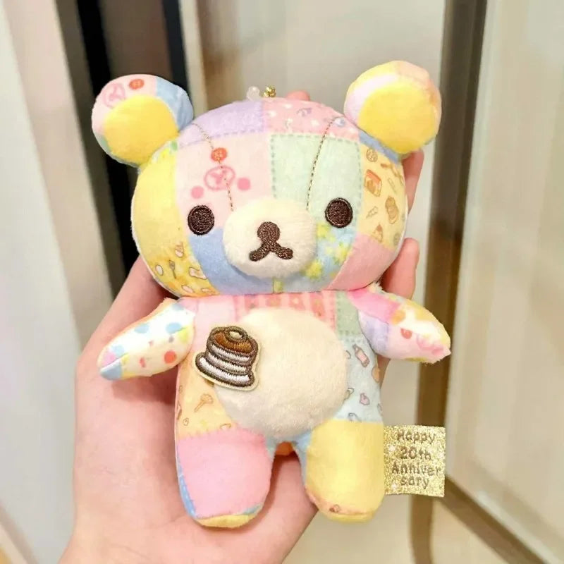Patchwork Bear Plush Keychain – 4.7" (12cm) Cute Plush Pendant
