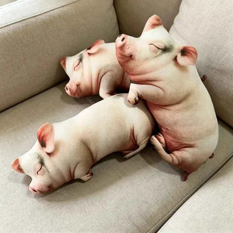 Kawaii Realistic 3D Printed Pig Plush Toy – Funny Soft Stuffed Piggy Doll Birthday Gift (40–80cm)