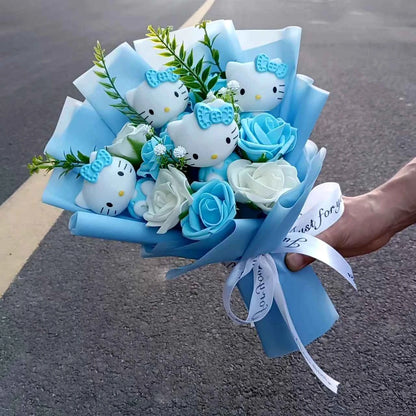 Kawaii Sanrio Plush Bouquet (11.8 in) - Hello Kitty/Kuromi/My Melody/Cinnamoroll Gift
